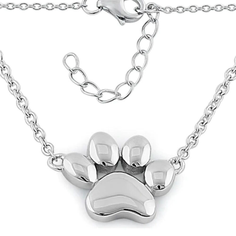 Sterling Silver Paw Necklace Casual Boho Dog Cat Lover Pendant Jewelry New
